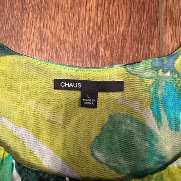 CHAUS/light green layered tank-top with leaf designs - Picture 4 of 4